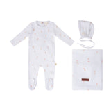 Citrine Stem Flower Layette Set - Red/White