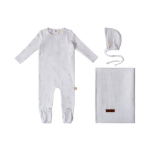 Load image into Gallery viewer, Citrine Stem Flower Layette Set - Blue/White