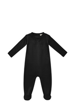 Load image into Gallery viewer, Crew Rib Velour Romper - Black