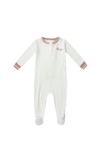 Crew Stripe Cuff Romper - Red