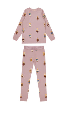 Crew Lounge Teddy Pattern Lounge Crewneck Set - Dusk