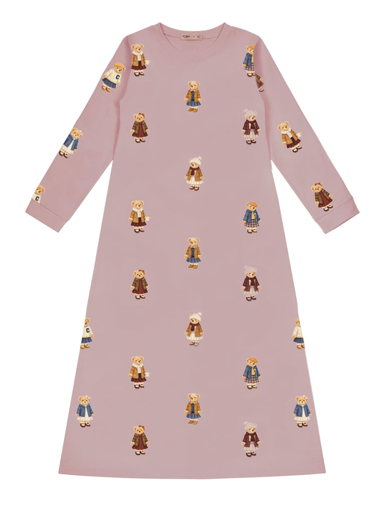 Crew Lounge Teddy Pattern Lounge Nightgown - Dusk