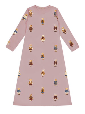 Crew Lounge Teddy Pattern Lounge Nightgown - Dusk