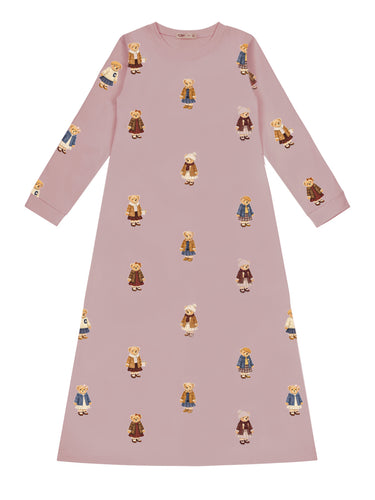 Crew Lounge Teddy Pattern Lounge Nightgown - Dusk