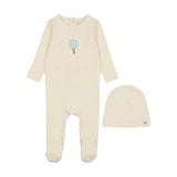 Lilette Single Hot Air Balloon Footie & Beanie - Cream/Blue