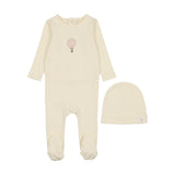 Lilette Single Hot Air Balloon Footie & Beanie - Cream/Pink