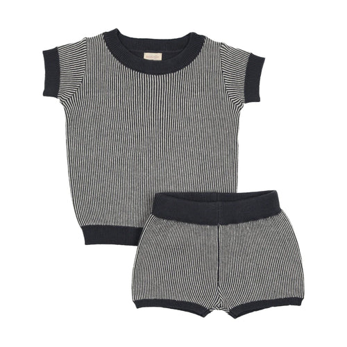 Lil Legs Stripe Knit Set - Off Navy