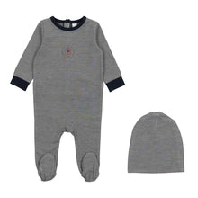 Load image into Gallery viewer, Lil Legs Striped Lounge Footie And Beanie - Navy