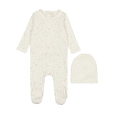 Lil Legs Starry Night Footie & Bonnet - White/Rose