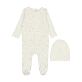 Lil Legs Starry Night Footie & Bonnet - White/Steel