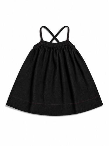 Madeline Girls Black Denim Pinafore