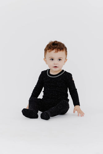 Crew Speckled Rib Romper - Black