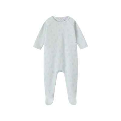 Oubon All Over Bunny Print Footie - Blue