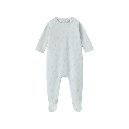 Oubon All Over Bunny Print Footie - Blue