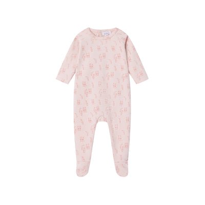 Oubon All Over Bunny Print Footie - Pink