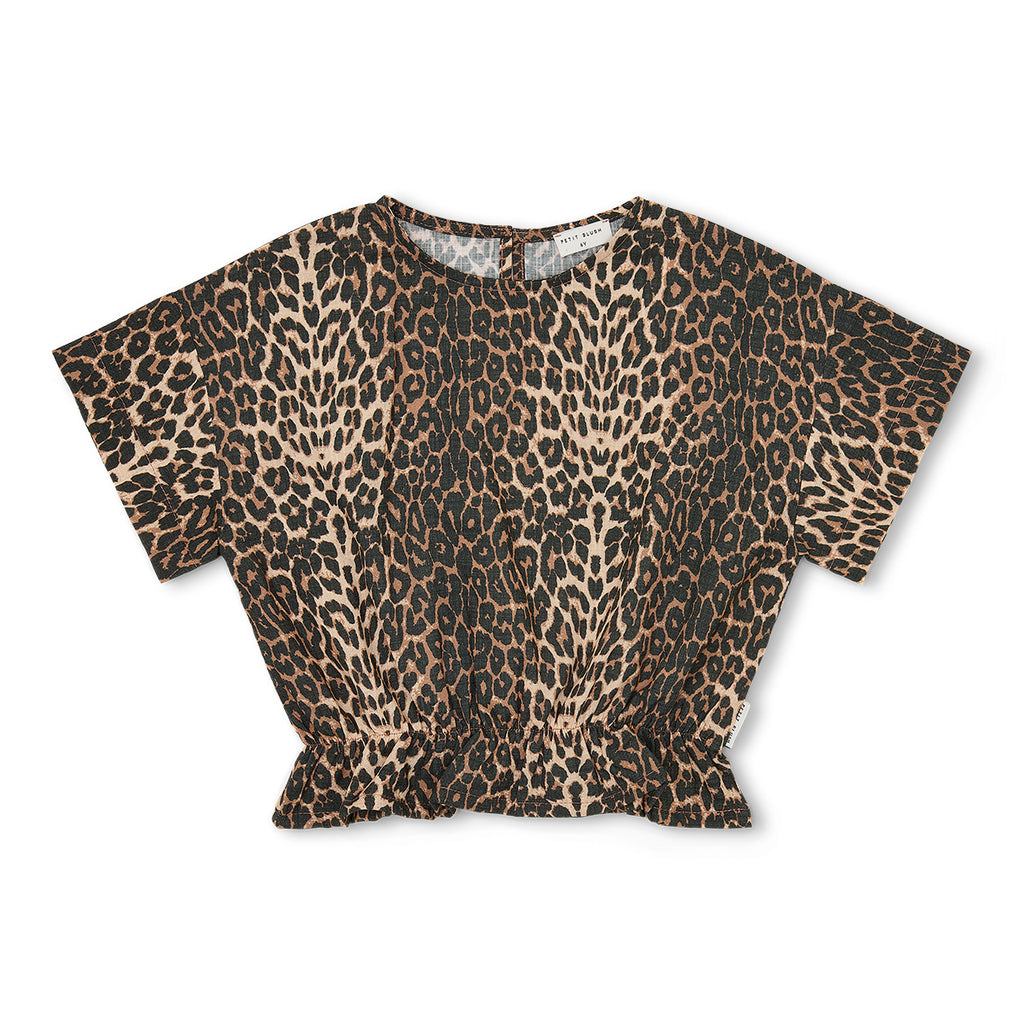 Petit Blush Elastic Waist Blouse - Leopard