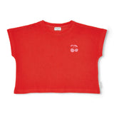 Petit Blush Cherry Towel Top - Grenadine