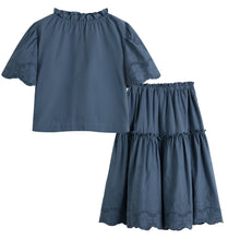 Load image into Gallery viewer, Cera Una Volta Zelie Shirt And Skirt Set - Dusty Blue