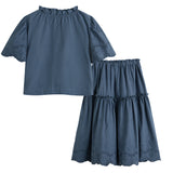 Cera Una Volta Zelie Shirt And Skirt Set - Dusty Blue