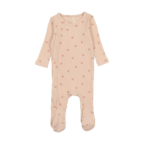 Lil Legs Side Snap Flower Footie & Bonnet - Peach