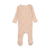 Lil Legs Side Snap Flower Footie & Bonnet - Peach