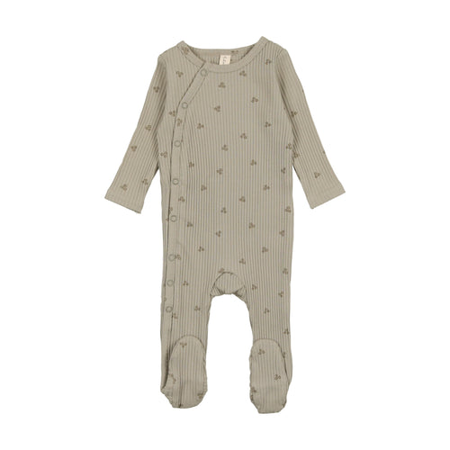 Lil Legs Side Snap Flower Footie & Bonnet - Sage