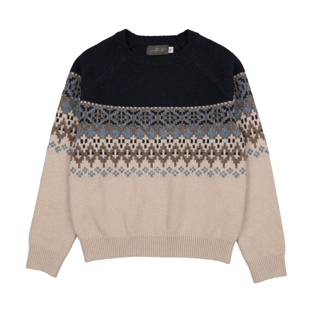 Sweet Threads Mountain Heirloom Crew Sweater - Navy Blue