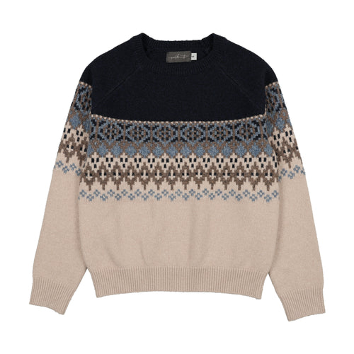Sweet Threads Mountain Heirloom Crew Sweater - Navy Blue