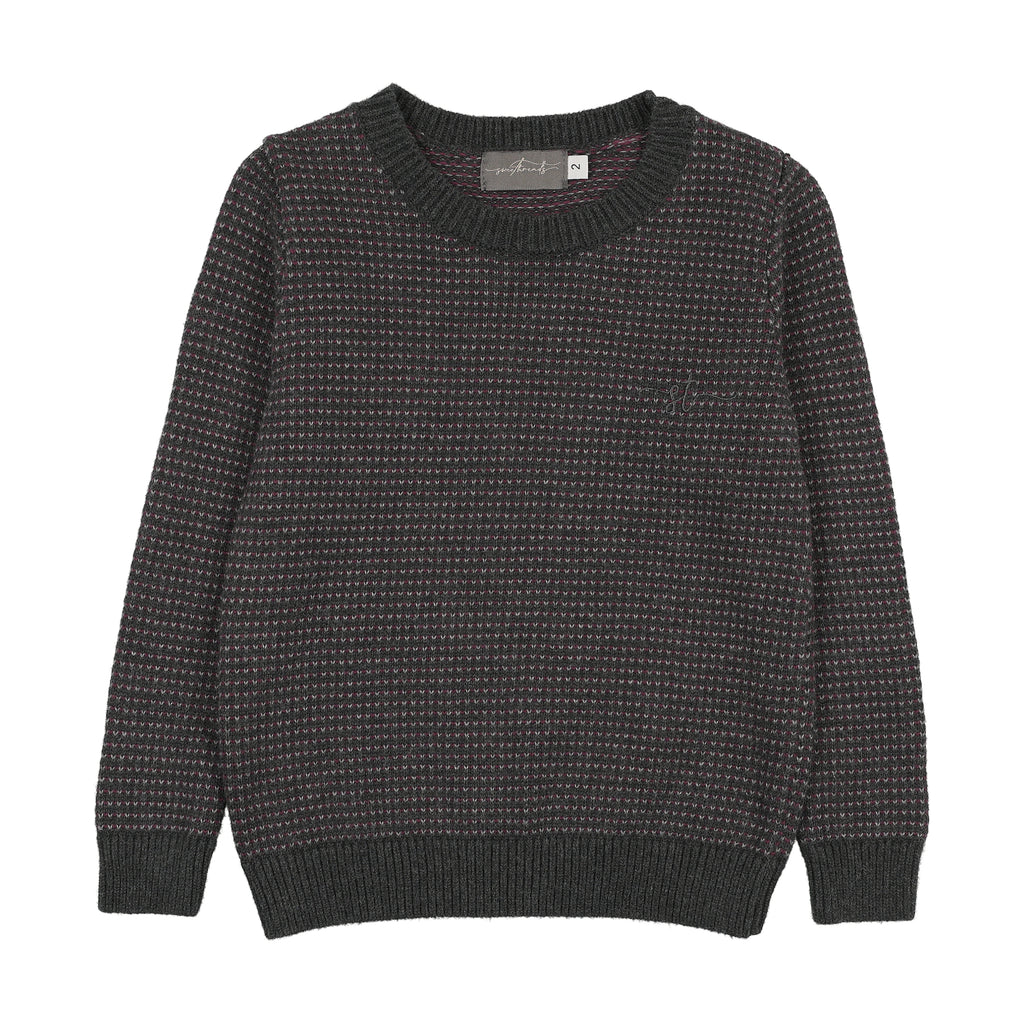 Sweet Threads Duskwild Crew Sweater - Plum/Grey Patterned
