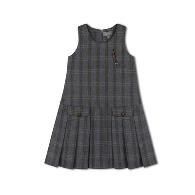 Sweet Threads Charcoal Plaid Jumper Dress - Grey
