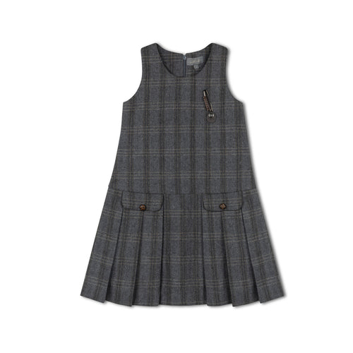 Sweet Threads Charcoal Plaid Jumper Dress - Grey