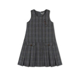 Sweet Threads Charcoal Plaid Jumper Dress - Grey