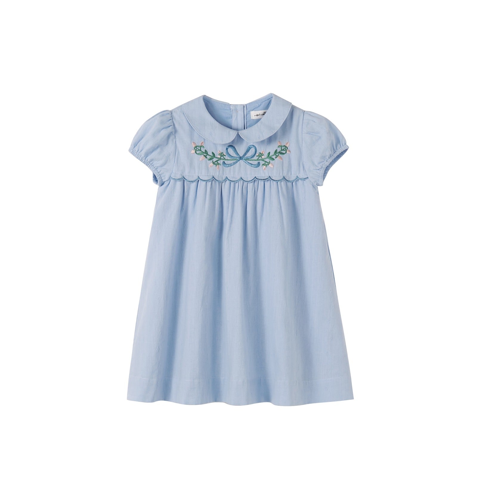 Nou Nelle Scalloped Embroidered Short Sleeve Dress