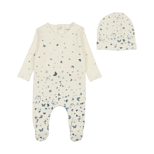 Bee & Dee Scattered Print Footie/Beanie - Light Base - Boys