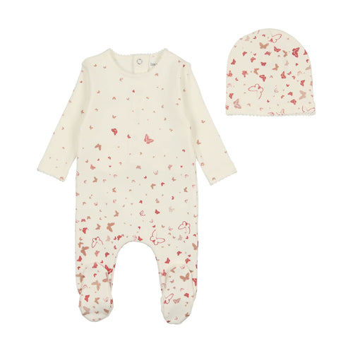 Bee & Dee Scattered Print Footie/Beanie - Light Base - Girls