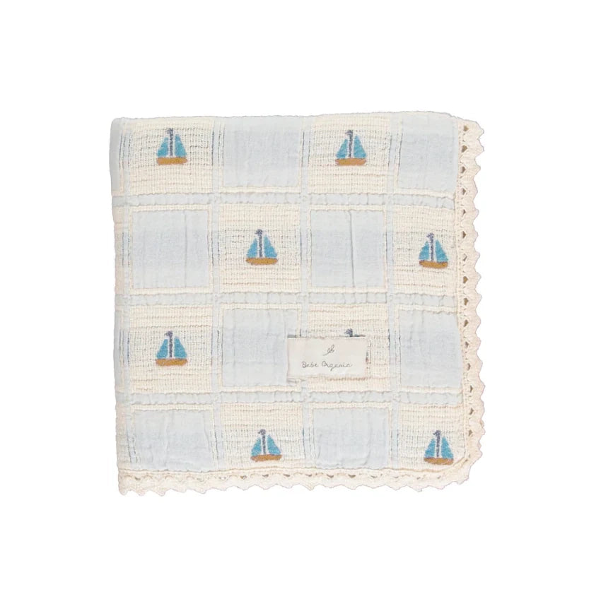 Bebe Organic Sailor Patchwork Blanket - Atlantic Boat – Moonlight