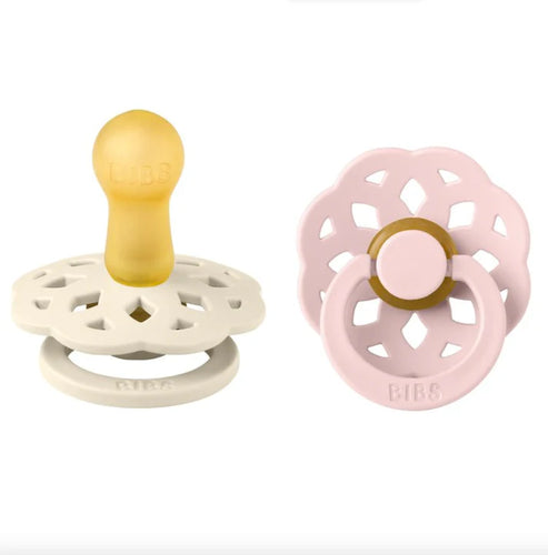 Bibs Pacifier Boheme Latex 2 Pk Ivory/Blossom Size 1- 0-6m