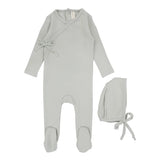 Lilette Wrapover Footie & Beanie Set - Pale Blue