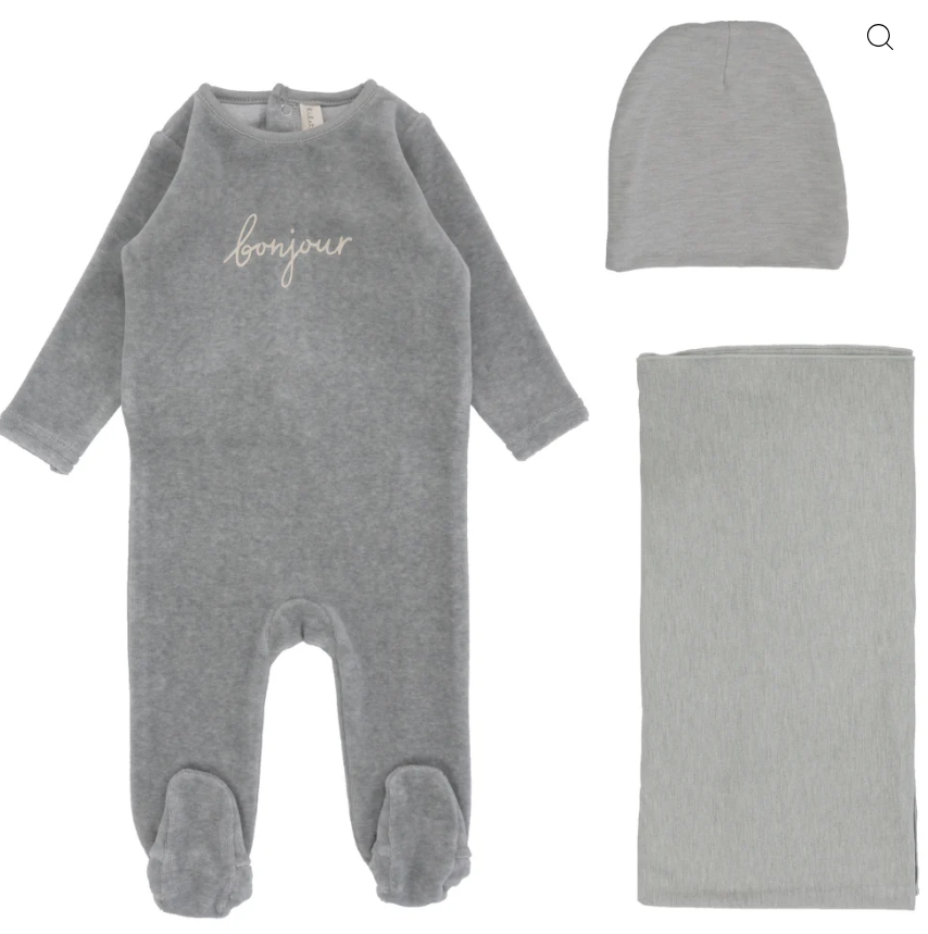 Lilette Pinpoint Wrapover Layette Set - Peach