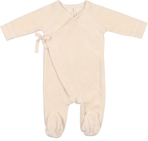 Lilette Velour Wrap Footie - Cream