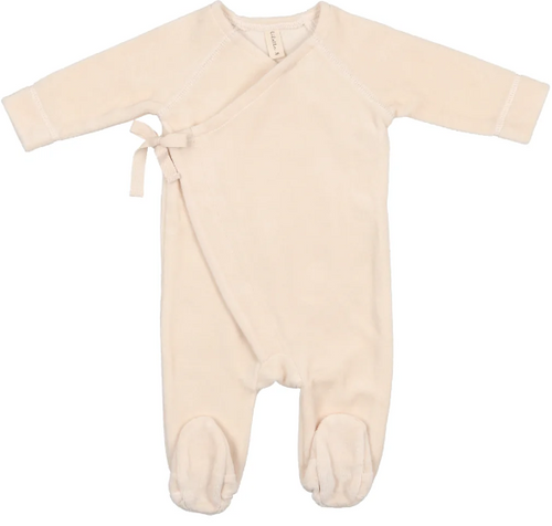 Lilette Velour Wrap Footie - Cream