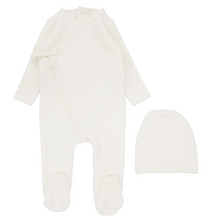 Load image into Gallery viewer, Lilette Velour Wrap Footie &amp; Beanie Set - Cream