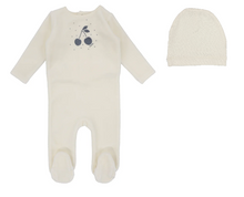 Load image into Gallery viewer, Lilette Cherry Graphic Footie &amp; Beanie Set - Ivory/Slate