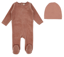 Load image into Gallery viewer, Lilette Cherry Graphic Footie &amp; Beanie Set - Apricot