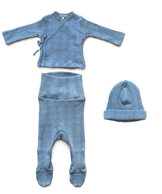 Bebe Organic Bebe Wrap 2 Piece Set with Bonnet - Sky Blue