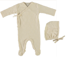 Load image into Gallery viewer, Bebe Organic Fleury Wrap Footie and Bonnet - Natural