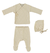 Load image into Gallery viewer, Bebe Organic Fleury Wrap 2 Piece Set with Bonnet - Natural