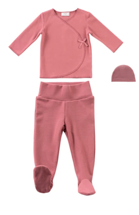 Kipp felt Knit Wrap 2pc Set with Hat - Rose