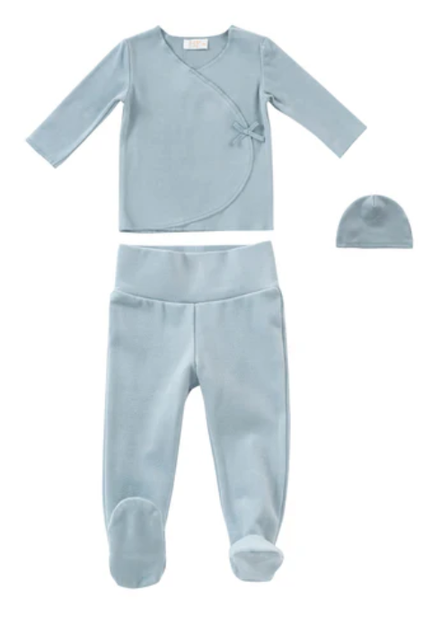 Kipp felt Knit Wrap 2pc Set with Hat - Blue