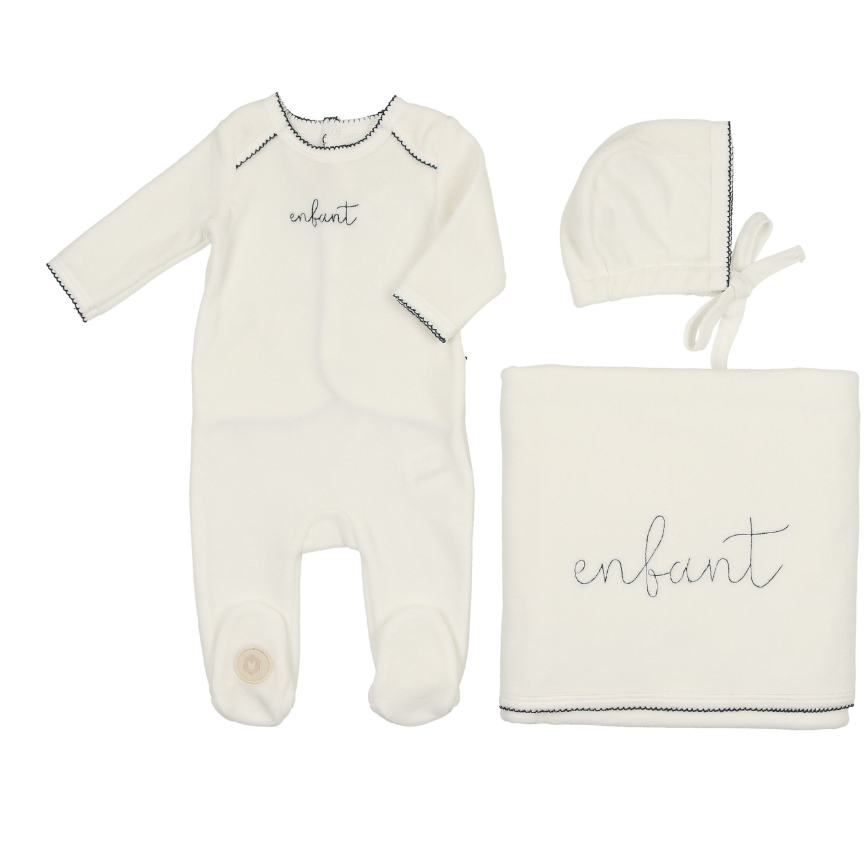 Mon Tresor Enfant Scripted Layette Set - Blue